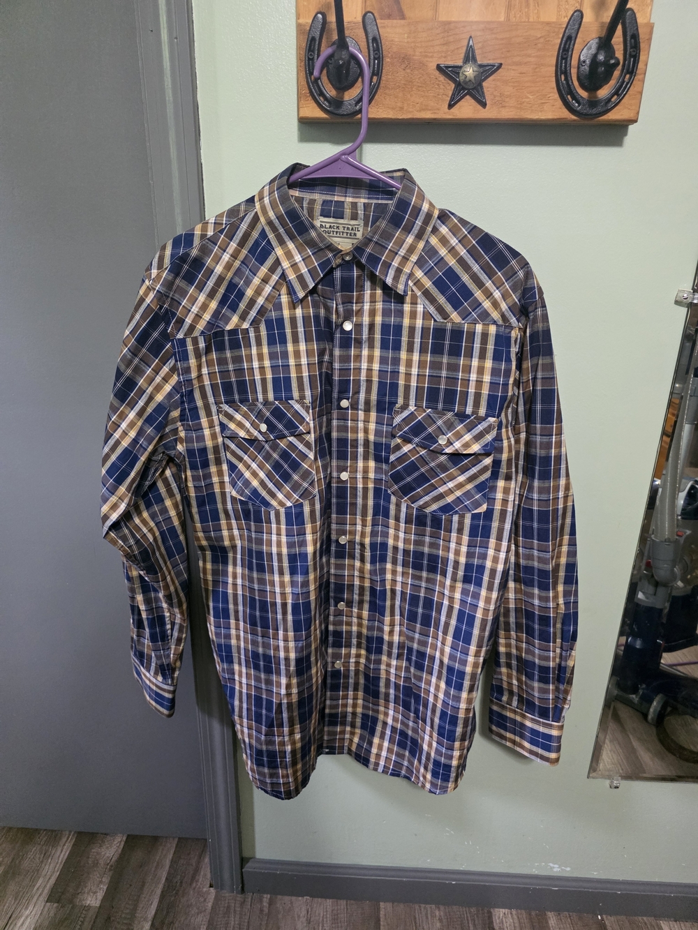 Classic Plaid Western Shirt in Blue & Brown